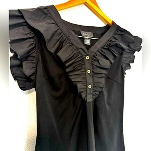 Black Ruffled Blouse by Gracia